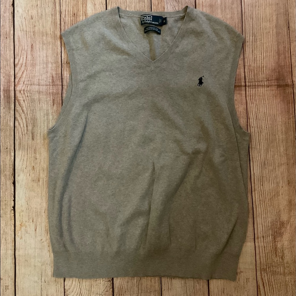 Men’s Polo Ralph Lauren v neck gray pull over sweater vest XL
